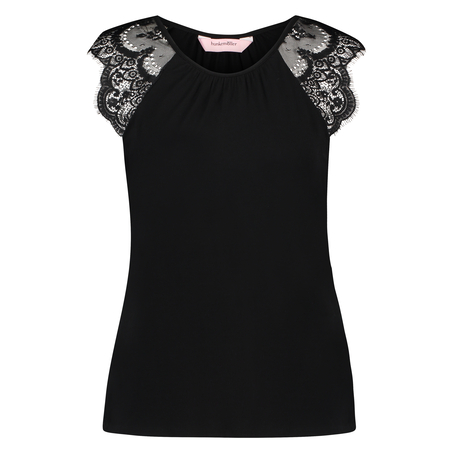 Singlet Jersey Lace, Schwarz