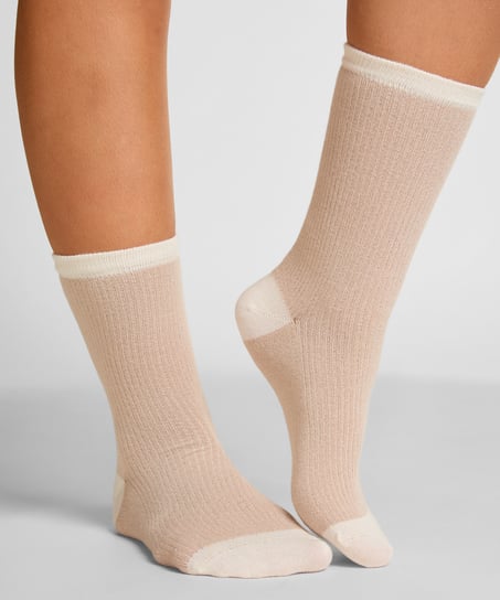 Crew-Socken aus Modal, Beige
