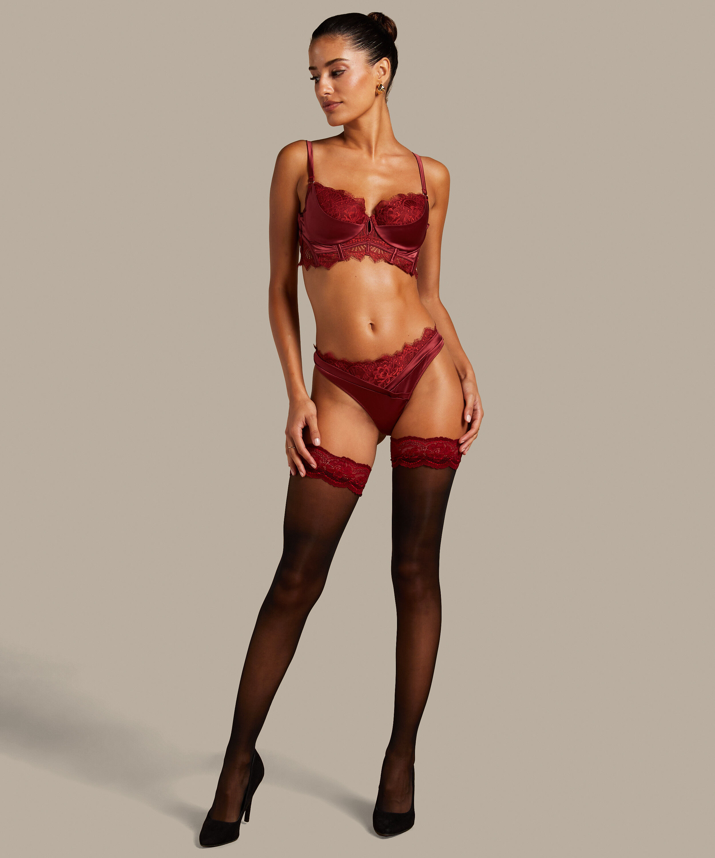 Stay-ups 20 Denier Noir Zoe, Rot