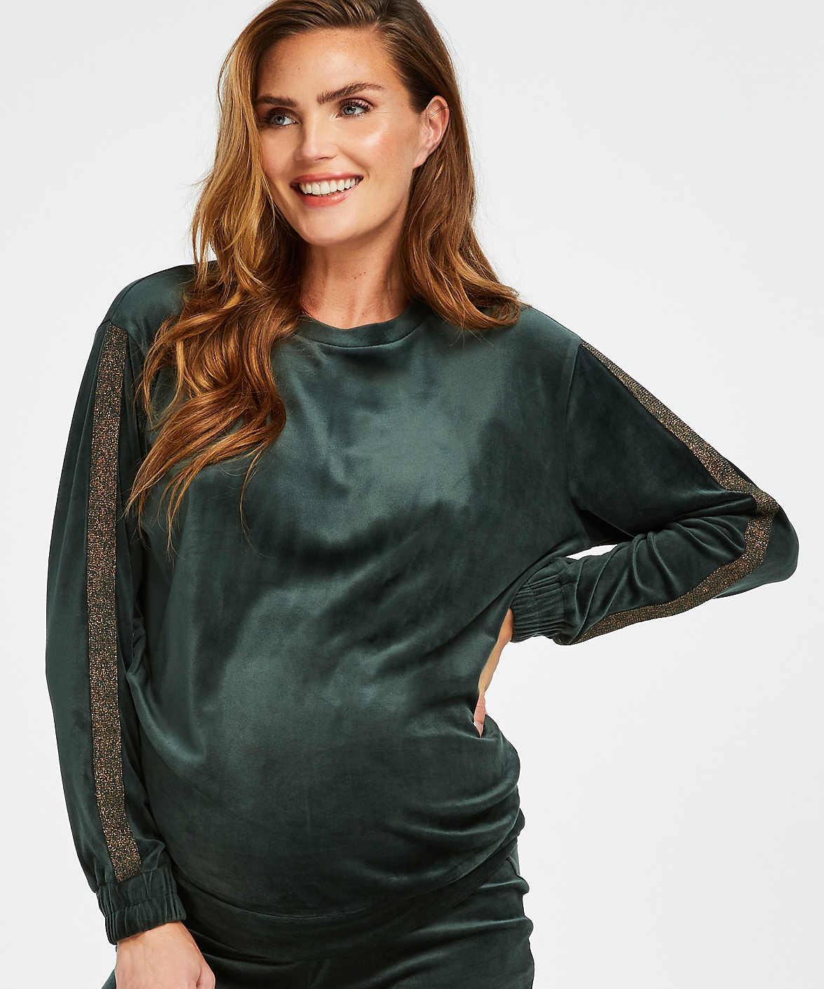 Top de grossesse en velours Shimmer, Vert, main