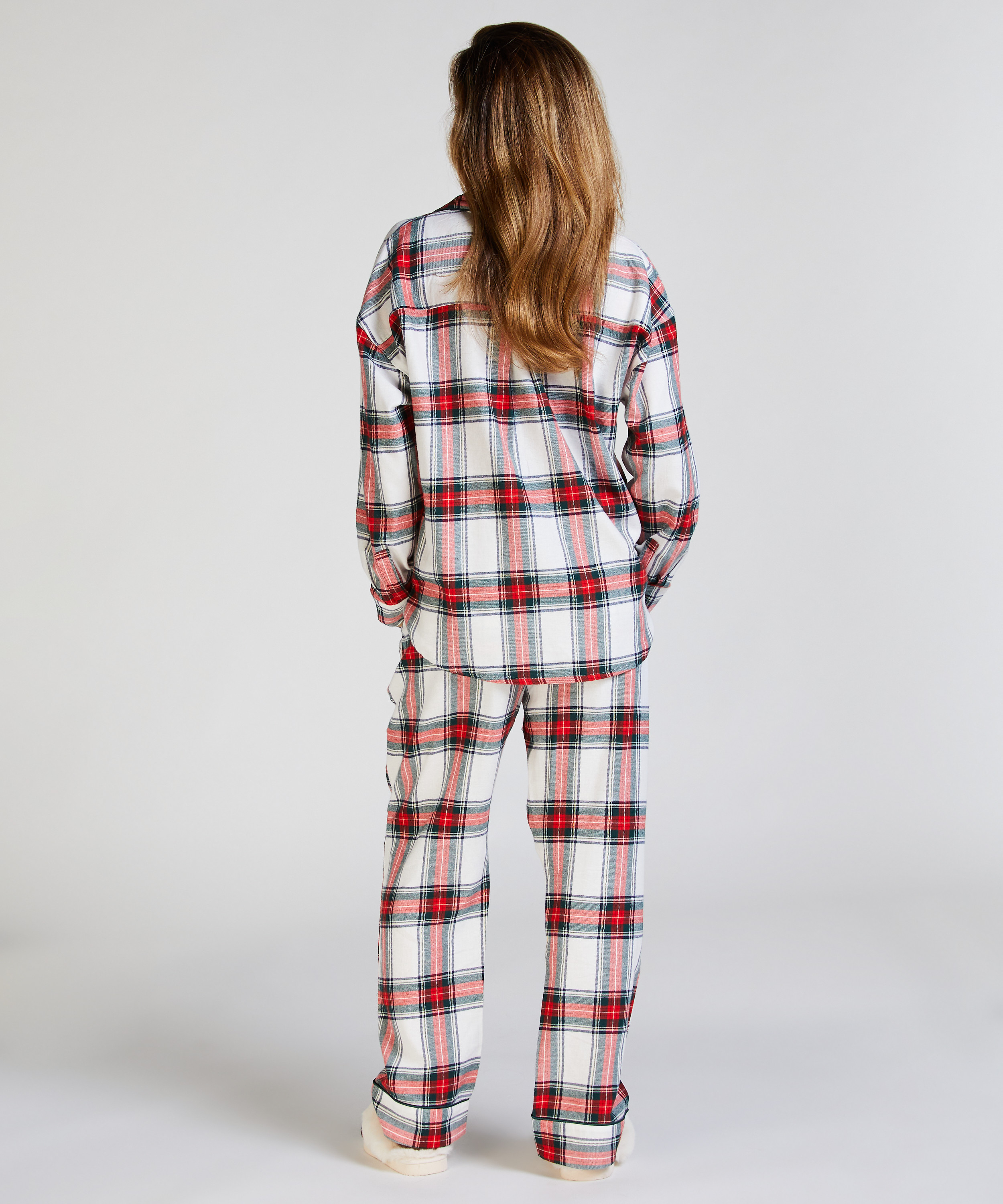 Tall Pyjamahose aus Flanell, Weiß, main