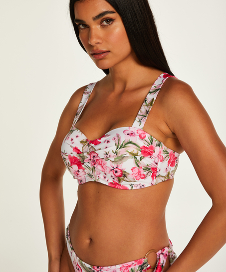 Vorgeformtes Bandeau Bikini-Oberteil Tropical, Wei&szlig;