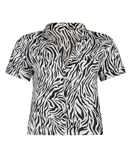 Kurzärmelige Satin-Jacke, Weiß