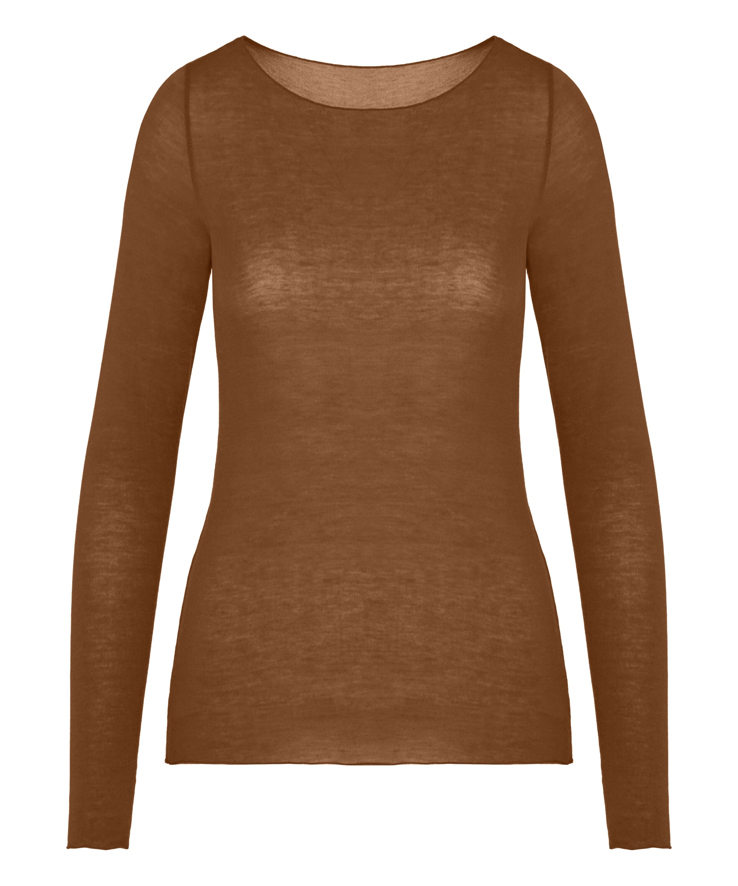 Super Soft Shirt aus Kaschmir-Mix mit U-Boot-Ausschnitt, Braun