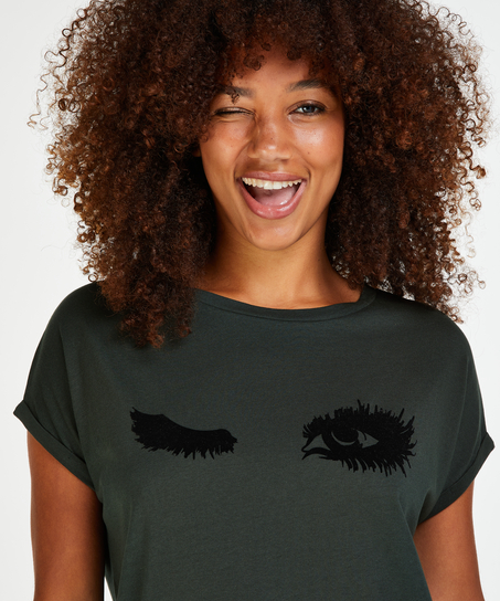 Chemise de nuit col rond, Vert