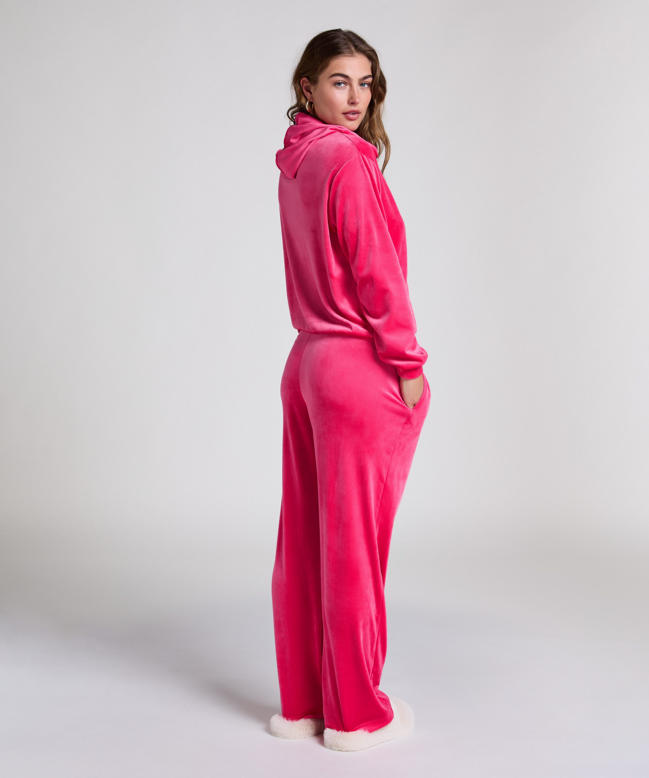 Pyjamahose aus Samt, Rose, main
