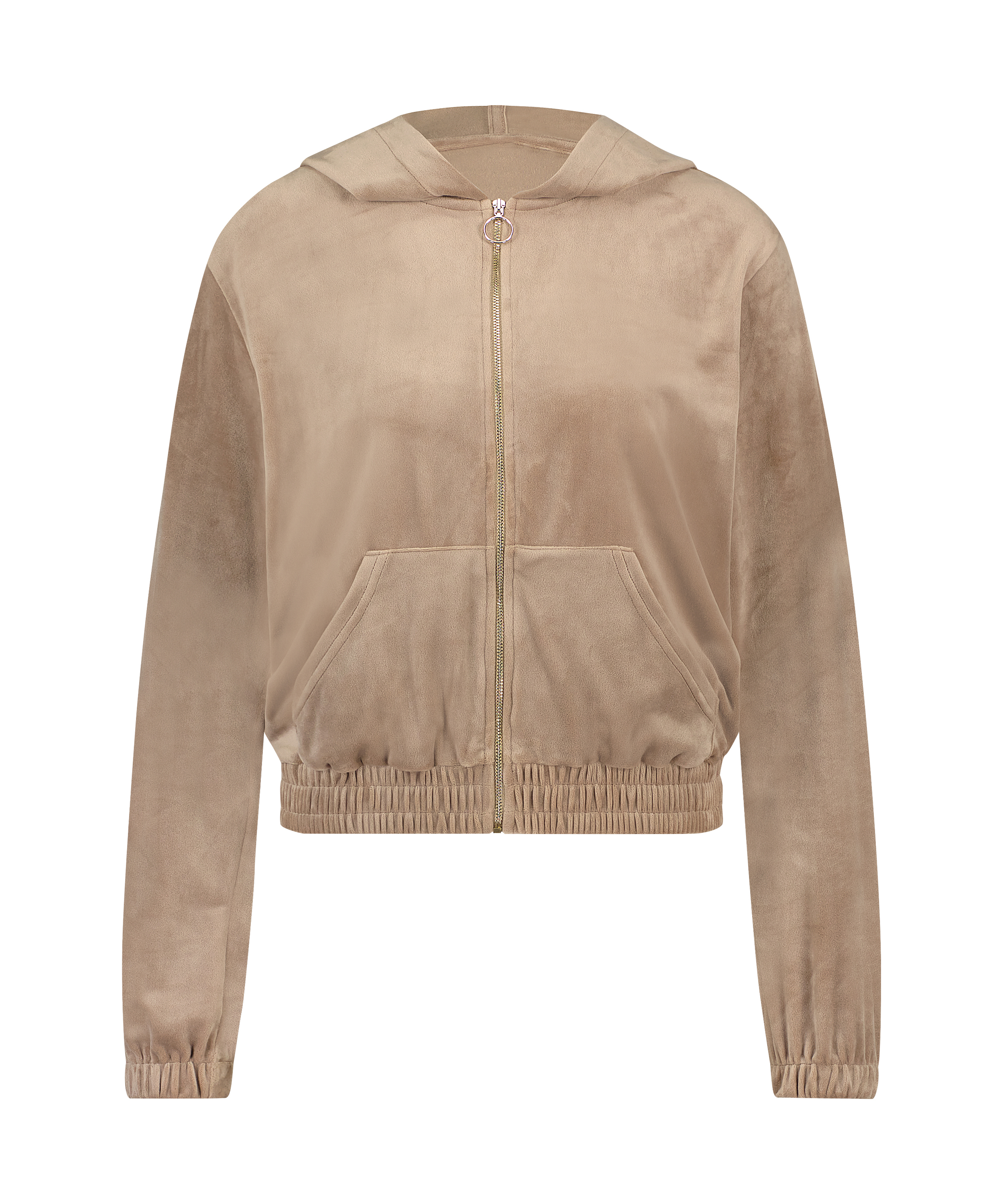 Hoodie Jacke Velours, Braun, main