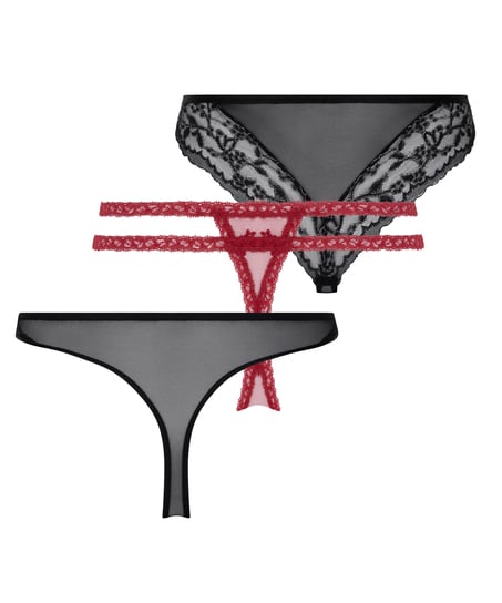 3er-Pack String, Schwarz