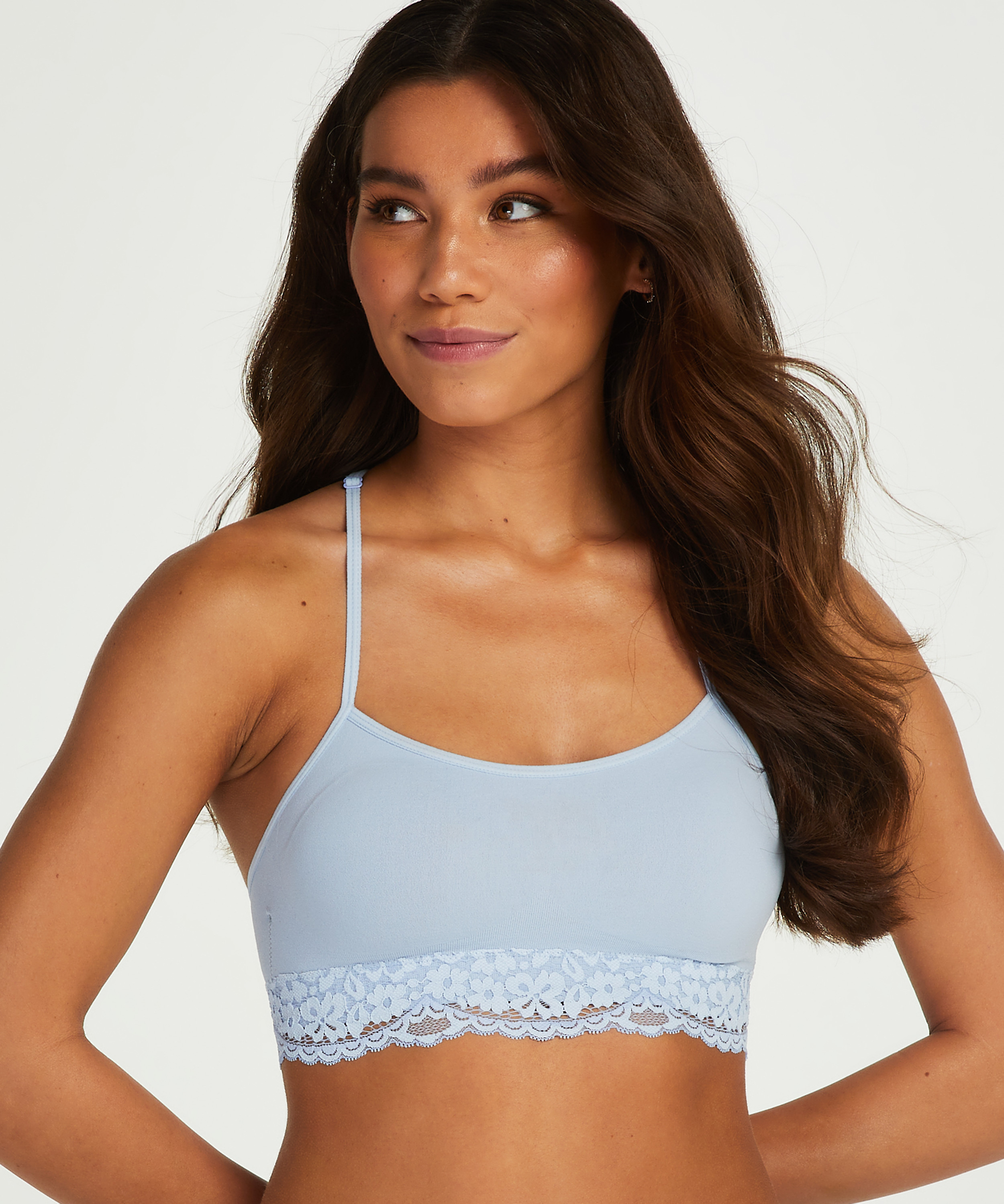 Brassi&egrave;re sans couture Marine, Bleu, main