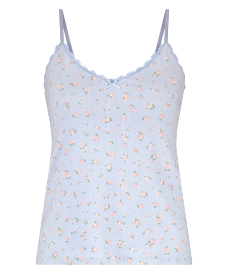 Cami Spitzentop Pointelle, Blau