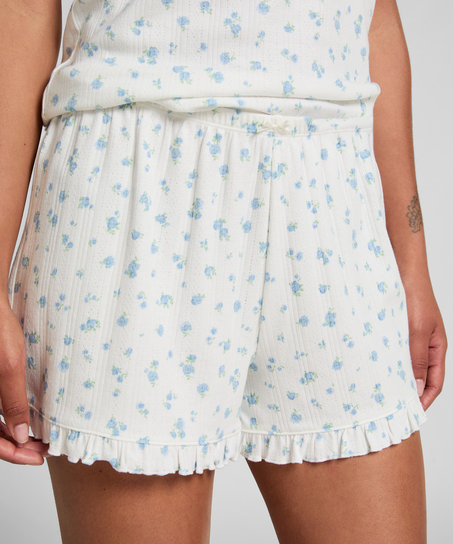Pointelle-Shorts, Weiß