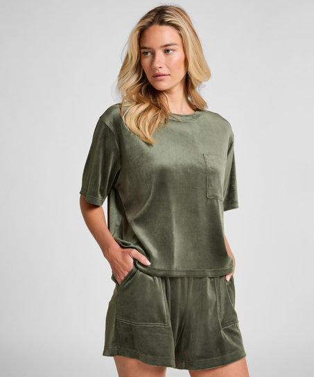 Top Velours Pocket, Vert