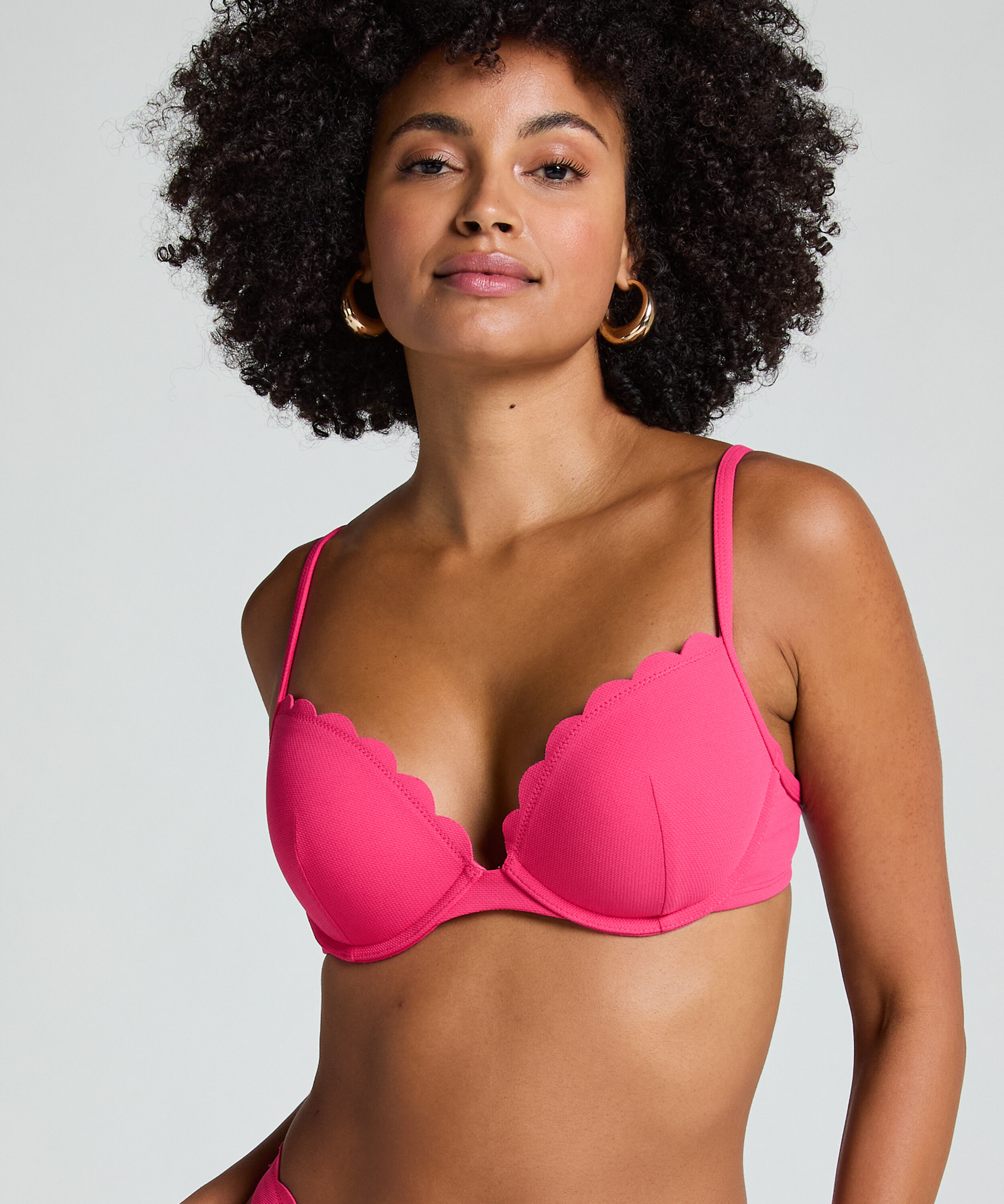 Vorgeformtes Push-up Bügel-Bikinitop Scallop Cup A - E, Rose