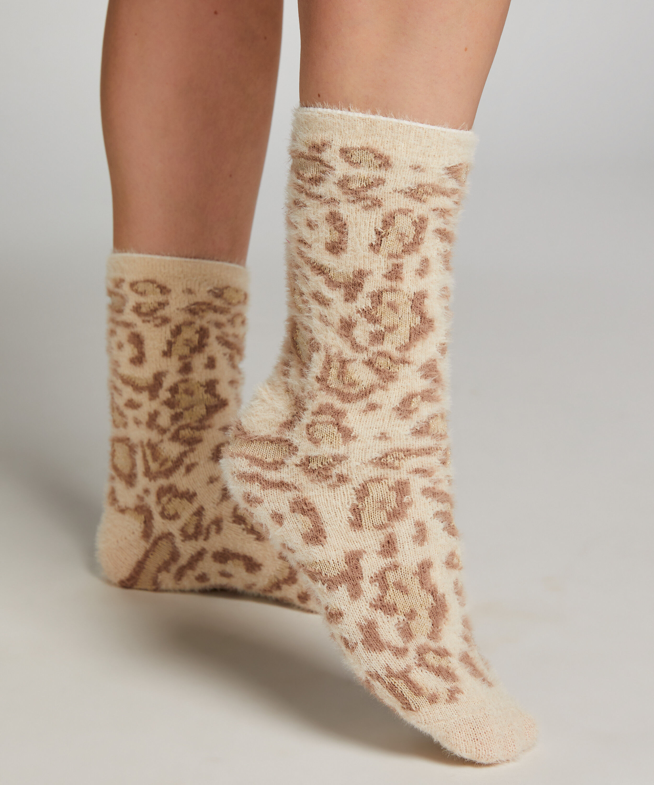 Socken flauschig, Beige