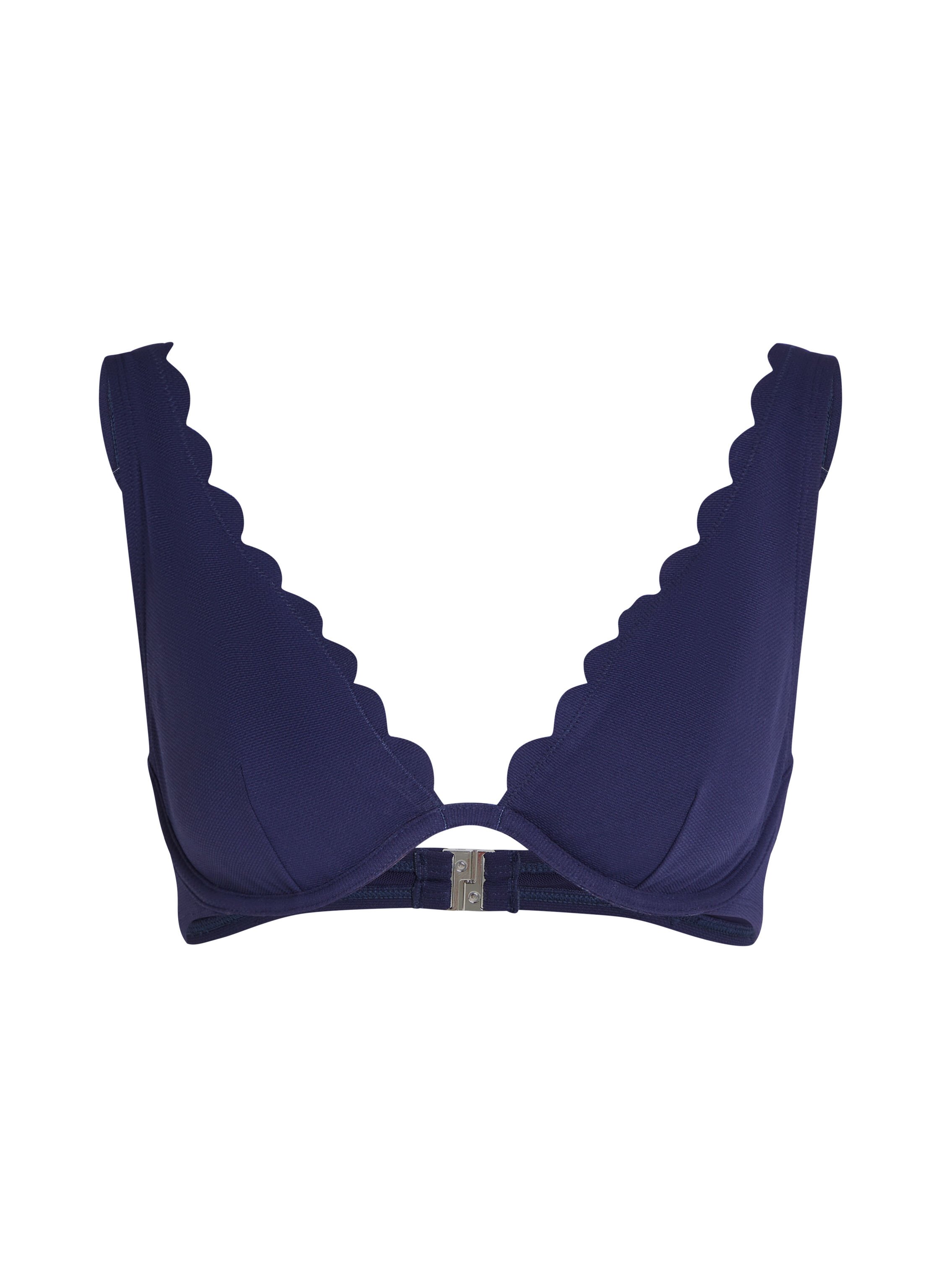 Unwattiertes B&uuml;gel-Bikini-Top Scallop, Blau