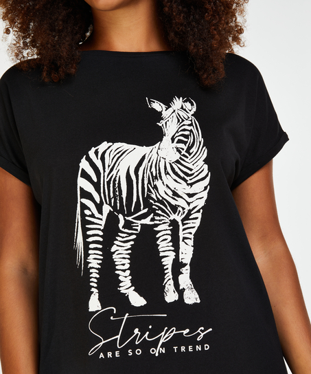 Nachthemd Rundhalsausschnitt, Schwarz