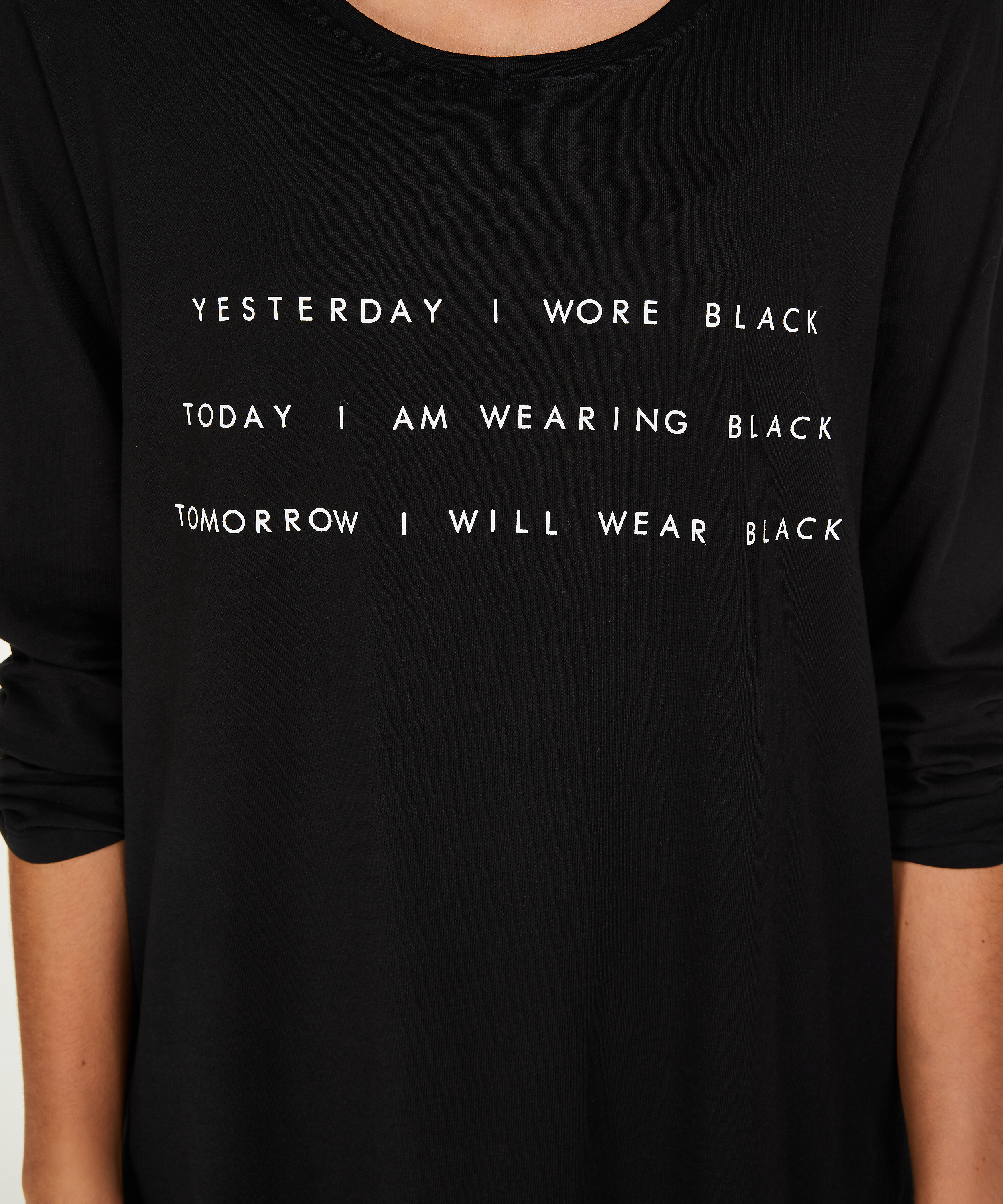 Nachthemd Rundhals, Schwarz, main