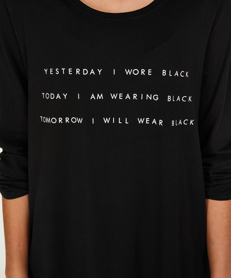 Nachthemd Rundhals, Schwarz