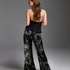 Petite Pantalon Palazzo satin Lotus, Noir