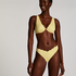 Bikini Slip mit hohem Beinausschnitt Scallop, Gelb