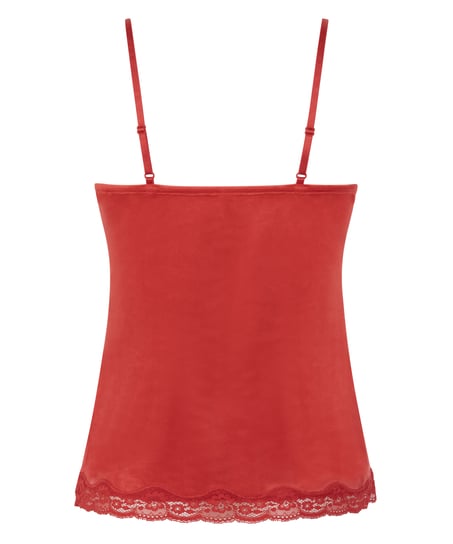 Cami Top Velours Lace, Rot