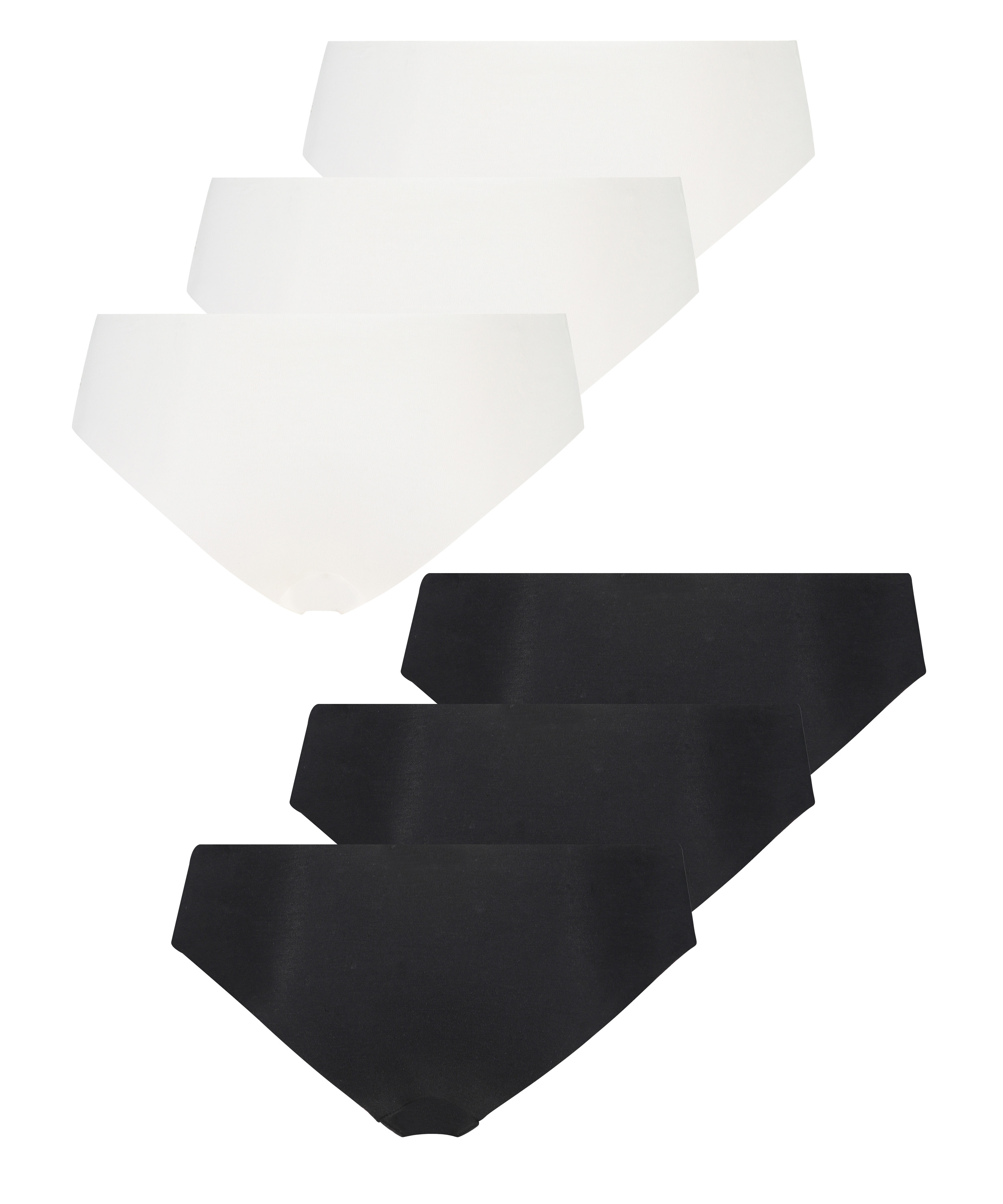 Lot de 6 slips br&eacute;siliens invisibles en coton, Blanc, main