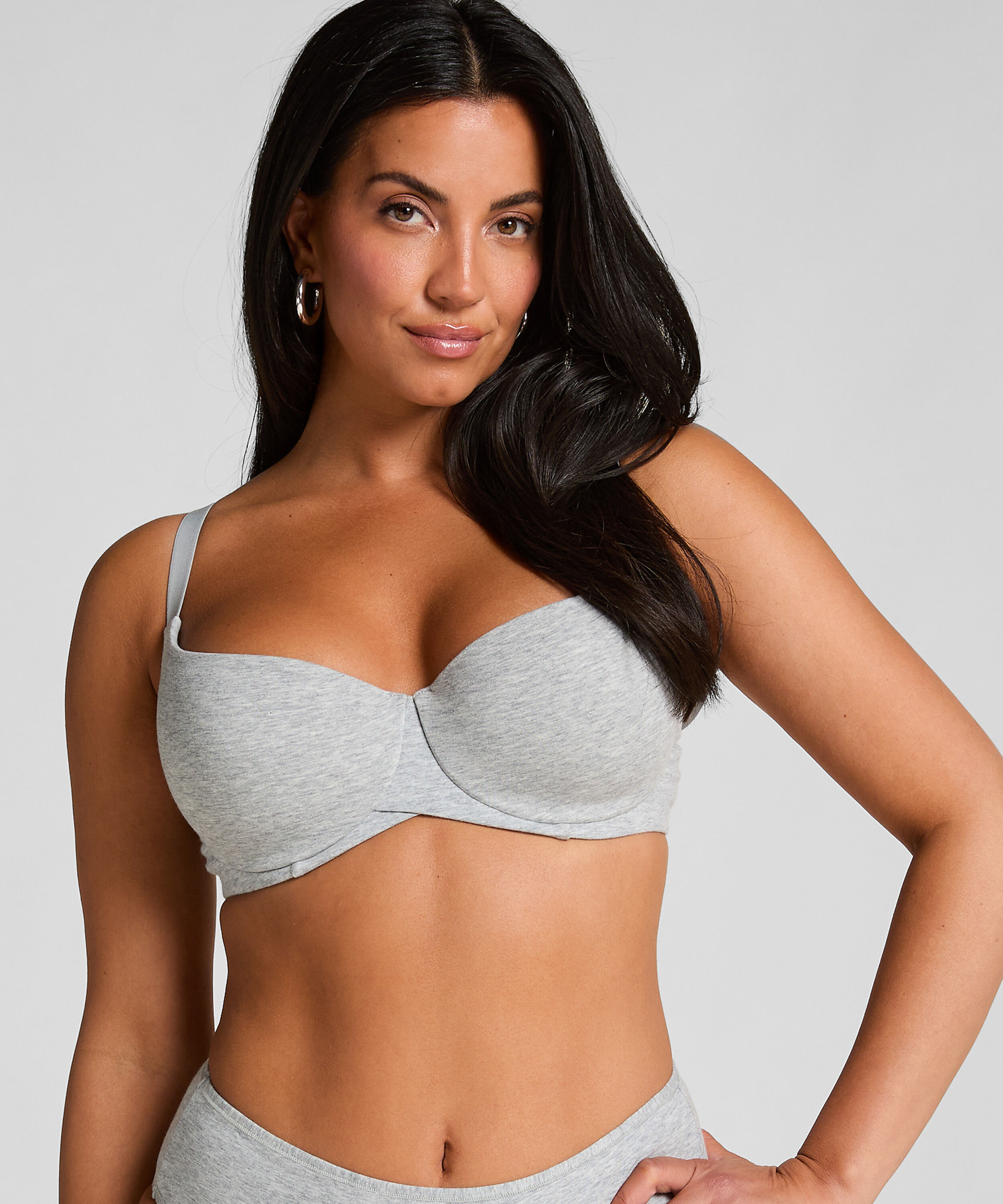 Soutien-gorge à armatures rembourré en coton, Gris