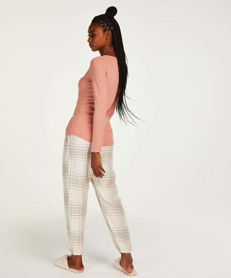 Tall Pyjamahose Twill Check, Grau