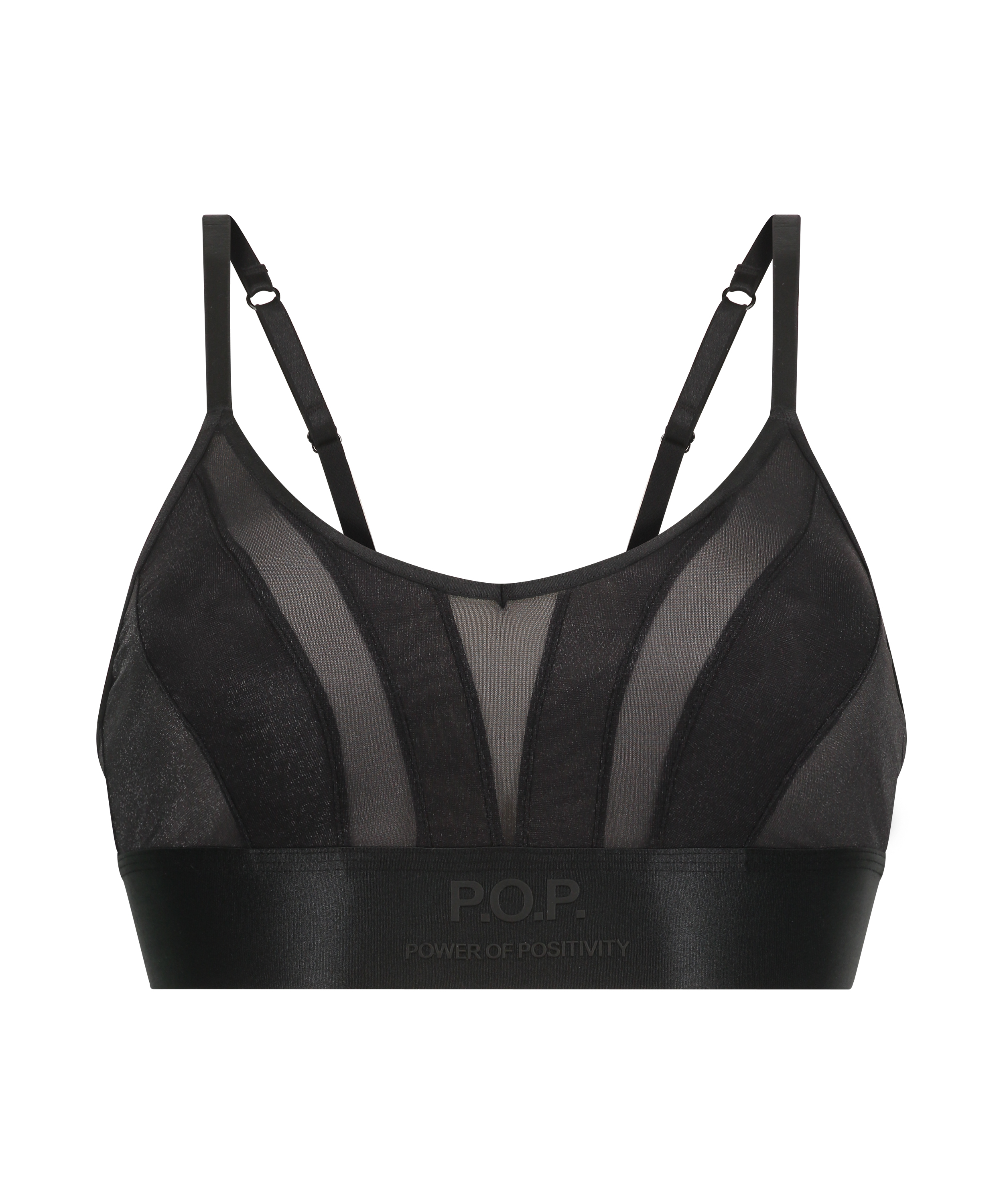 Mesh-Bralette Glossy, Schwarz, main