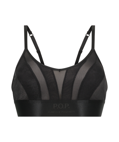 Mesh-Bralette Glossy, Schwarz