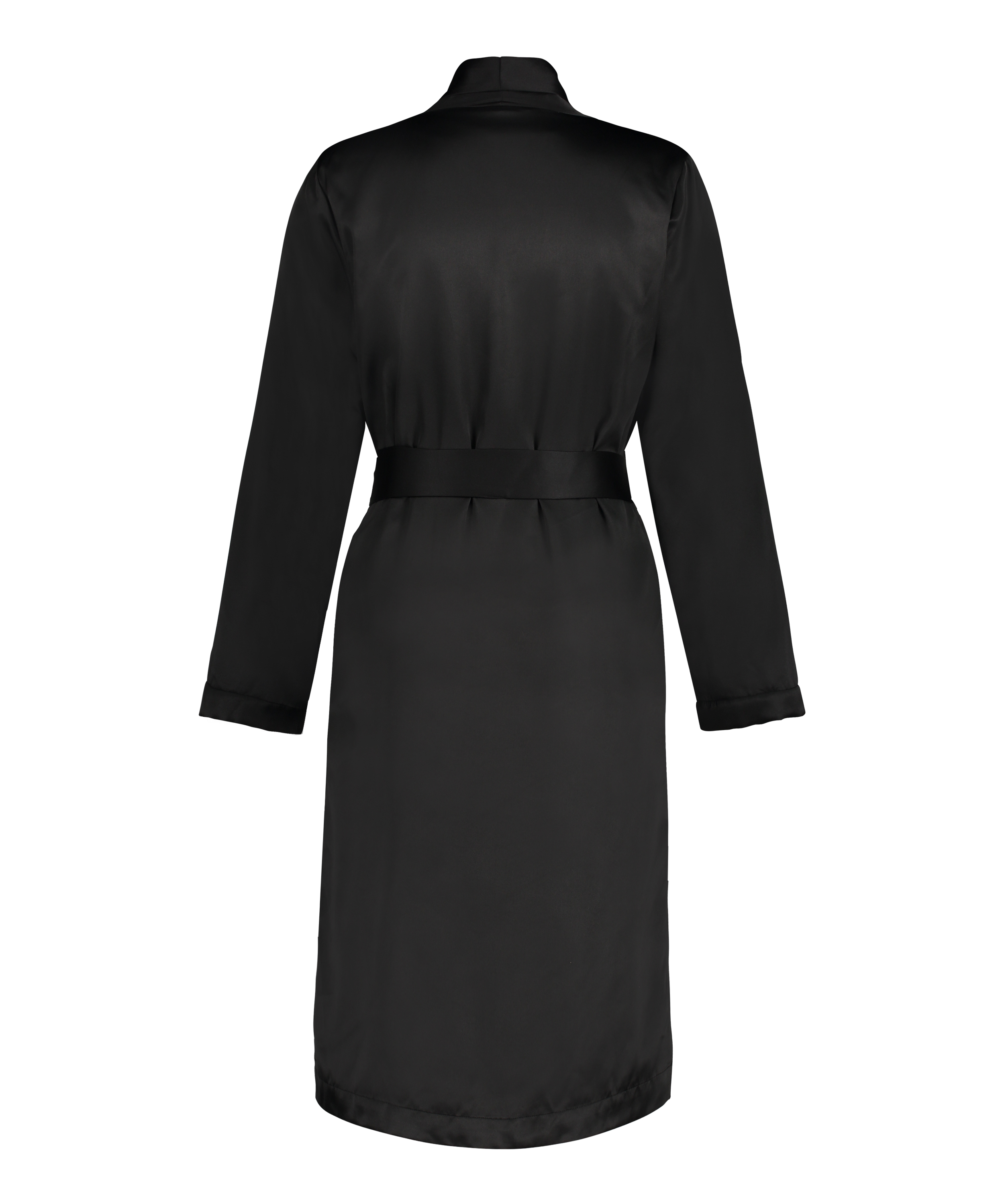 Peignoir en polaire satin&eacute;e, Noir, main