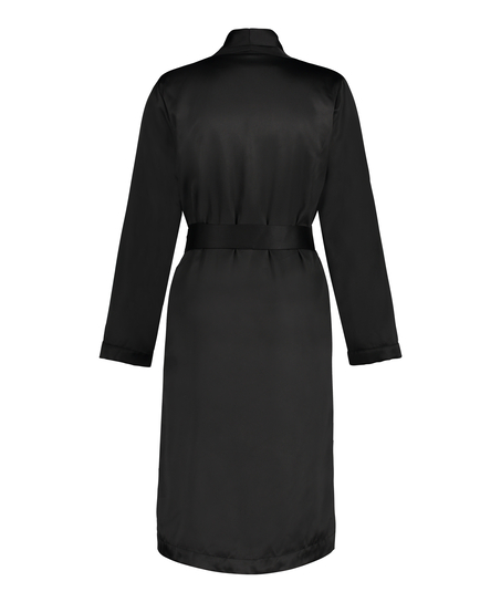 Peignoir en polaire satin&eacute;e, Noir