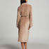 Langer Bademantel Fleece Rip, Beige
