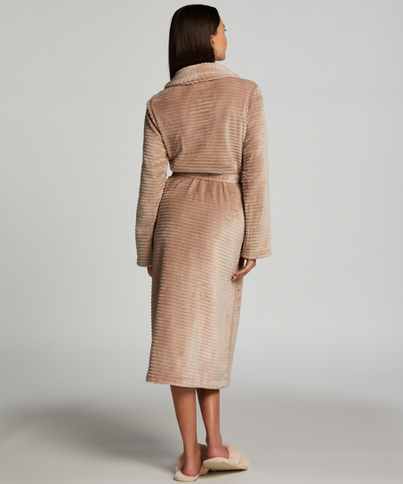 Langer Bademantel Fleece Rip, Beige