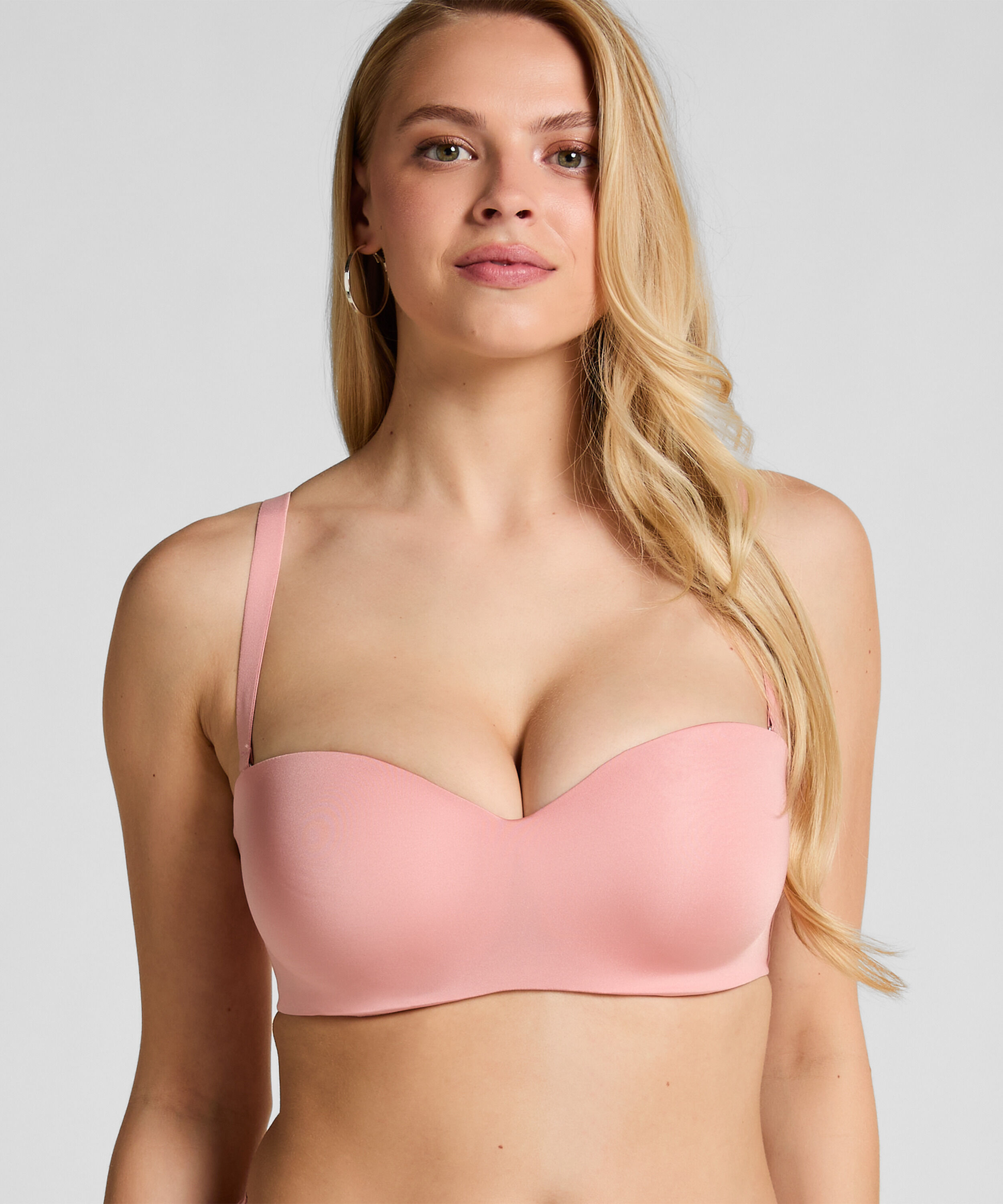 Soutien-gorge push-up sans bretelles &agrave; armatures pr&eacute;form&eacute; Smooth, Rose