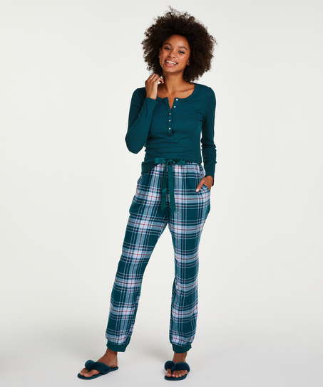 Pantalon de pyjama en serg&eacute;, Bleu