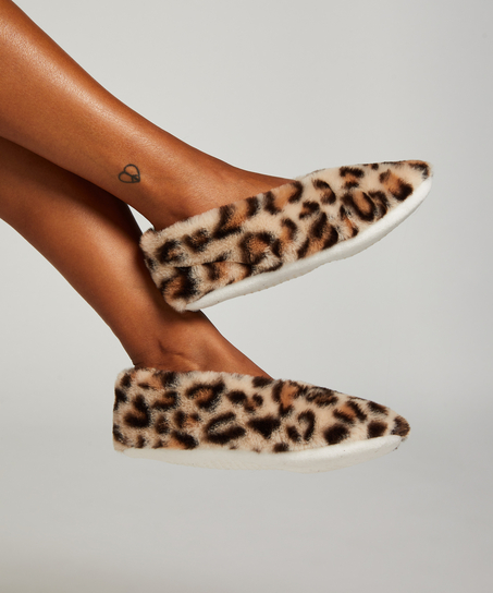 Cosy Ballerinas Leopard, Beige