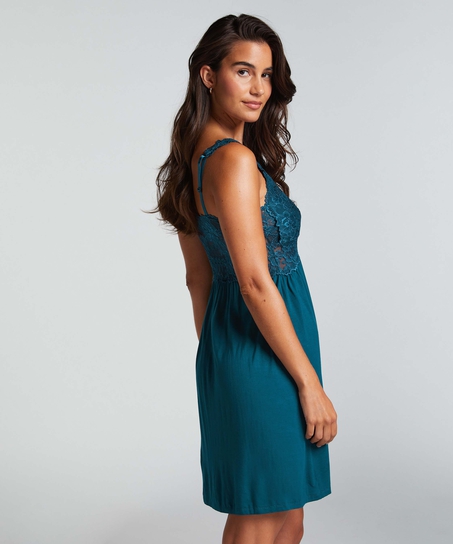 Slipdress Nora Lace, Blau