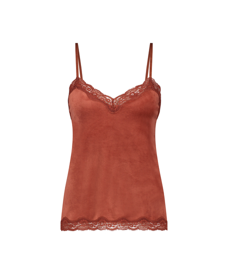 Camisole velours Dentelle, Marron