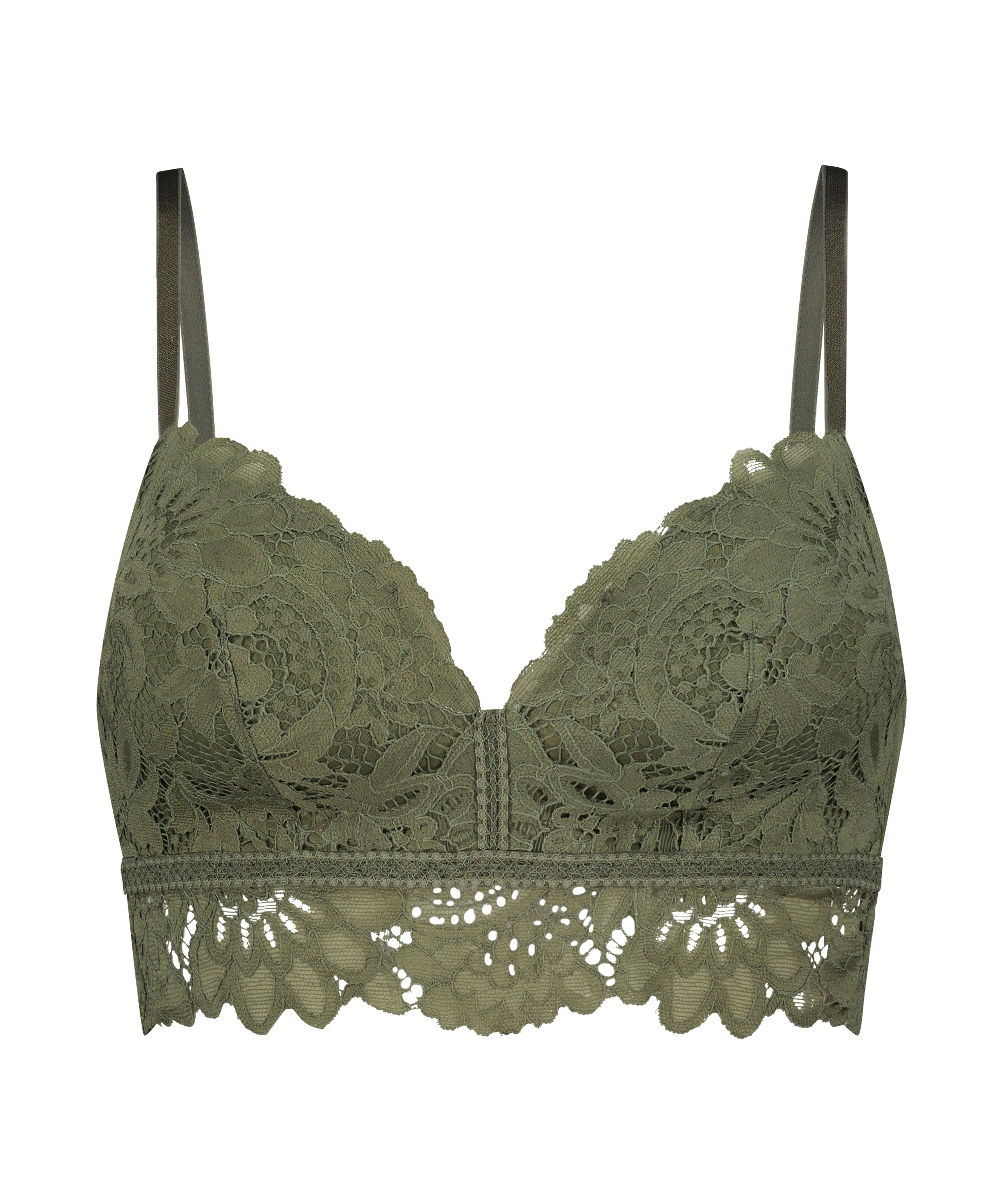Soutien-gorge pr&eacute;form&eacute; sans armatures longline Shiloh, Vert, main