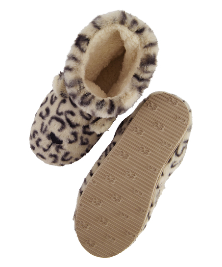 Pantoufles Leopard Print Boot, Beige