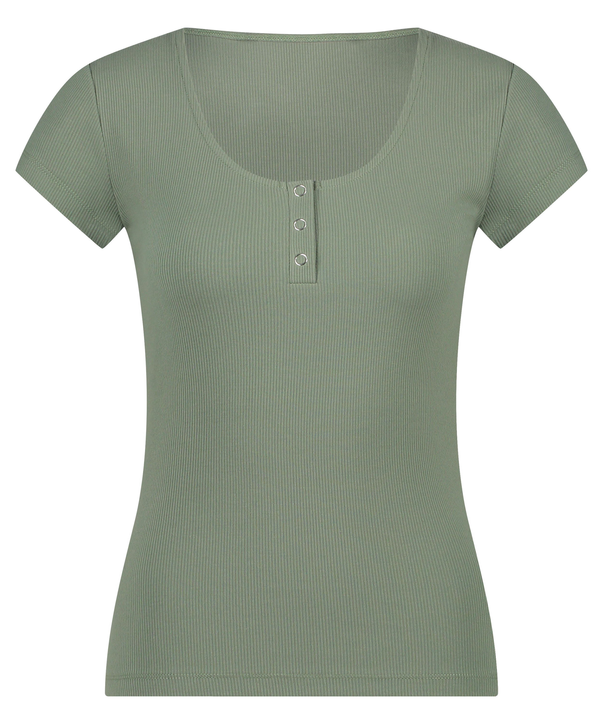 Kurzärmeliges Pyjama-Top Henley, Grün, main