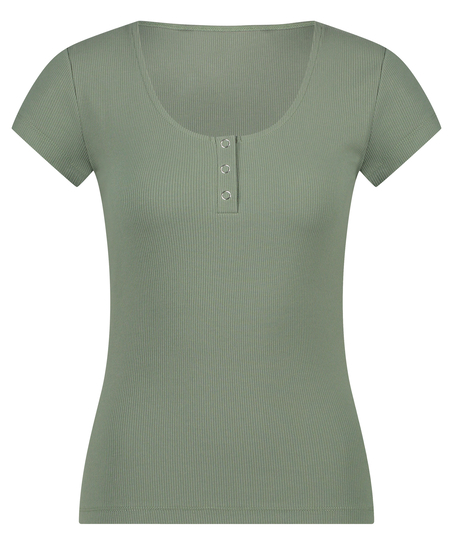 Kurzärmeliges Pyjama-Top Henley, Grün