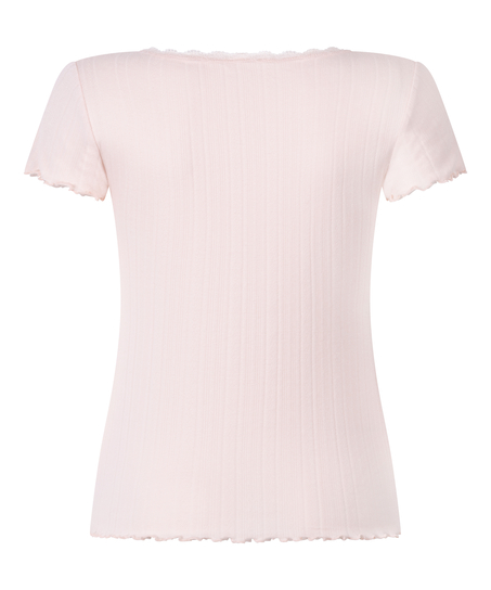 Pointelle-Top mit Spitze, Rose