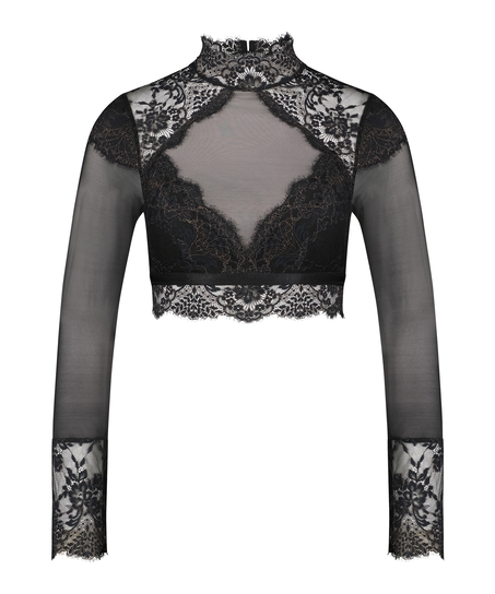 Bralette langärmlig Cynthia, Schwarz