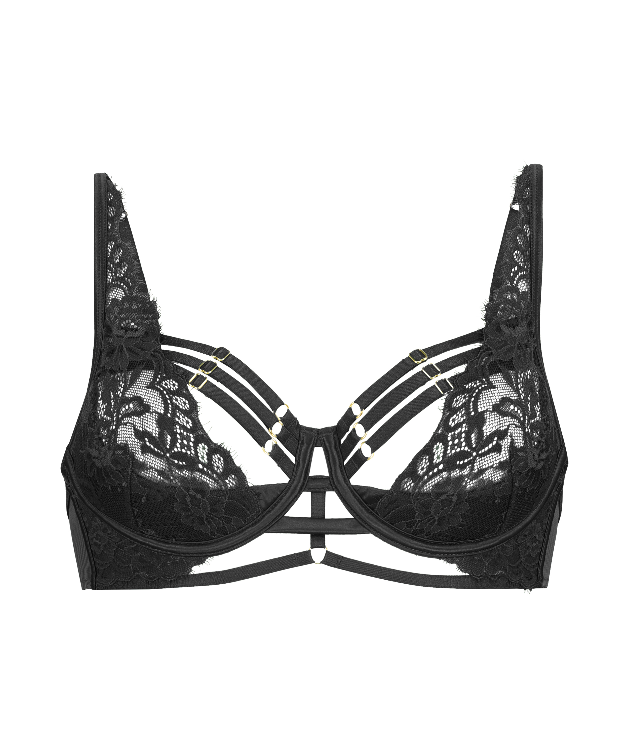 Soutien-gorge rembourré demi-bonnet à armatures longline Iggy, Noir, main