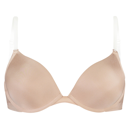 Vorgeformter Push-up-Bügel-BH Transparent Back strapless, Beige