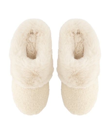 Pantoufles mules Teddy, Blanc