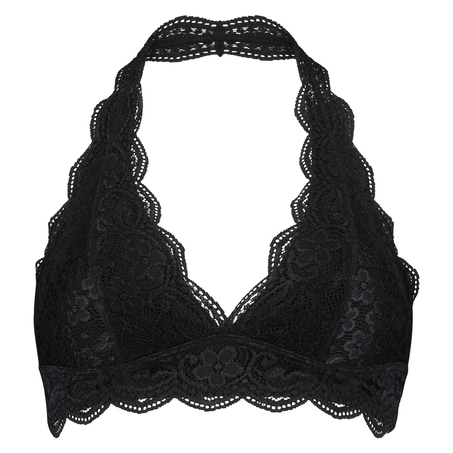 Bralette Halter Lace, Schwarz