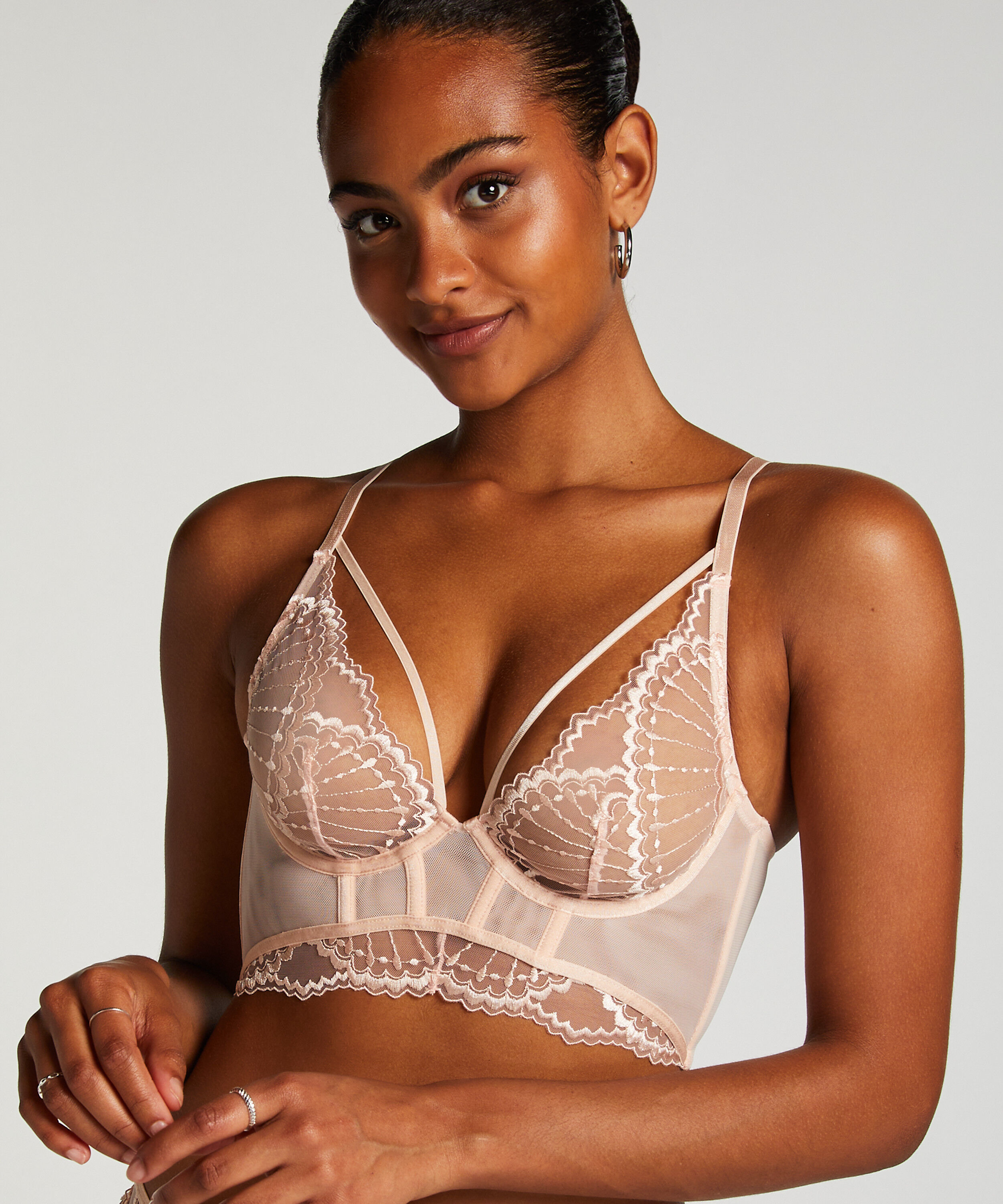 Soutien-gorge &agrave; armatures pr&eacute;form&eacute; longline Jade, Rose